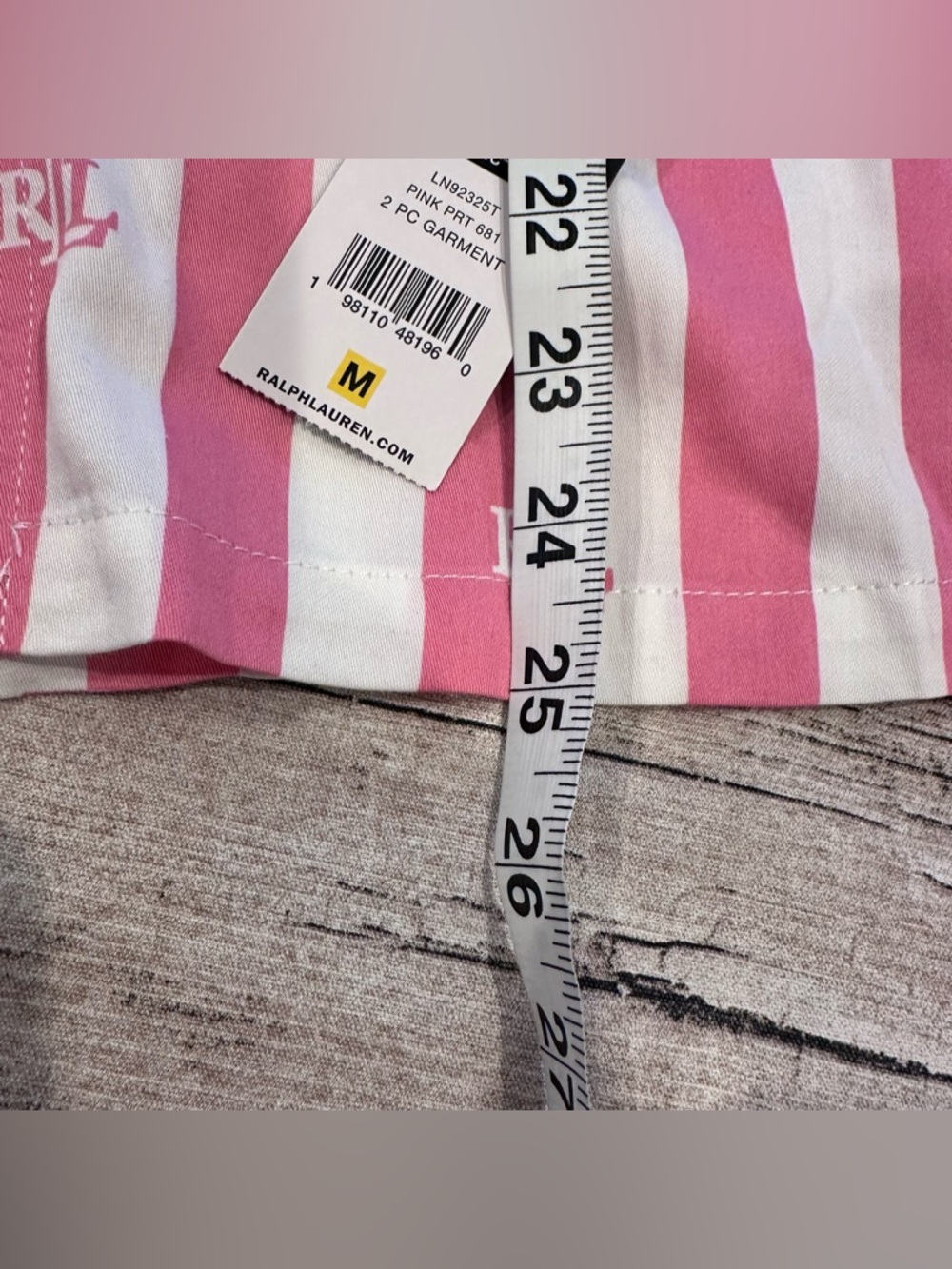 NWT Ralph Lauren Pink & White Striped 2 Piece Cotton Blend Pajama Set Size Med - Picture 8 of 12